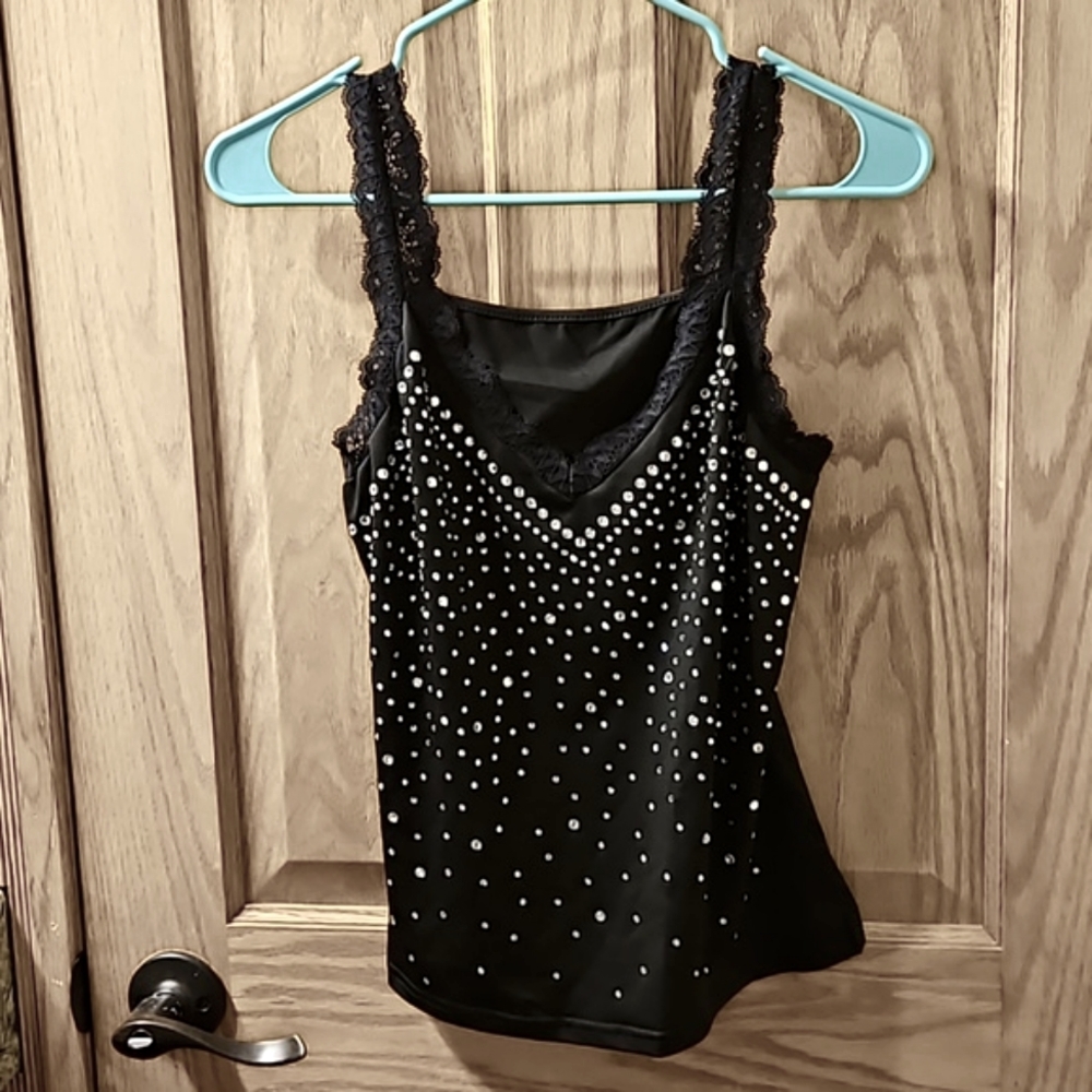 Womens tank with rhinestones